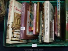 Crate of Antique Reference books on furniture, carpets etc.