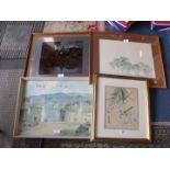 Four miscellaneous framed Prints including Ross-on-Wye print on metal.