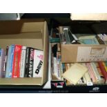 Three boxes of books to include novels and economics etc.
