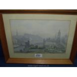 A framed Oil painting, view of Edinburgh.