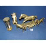A quantity of brass to include horses head, horse doorstop, rearing horse,