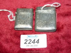 Two Birmingham hallmarked silver Vesta cases; one for 1897, maker J.