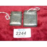 Two Birmingham hallmarked silver Vesta cases; one for 1897, maker J.