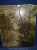 A continental Oil on canvas river view, signed lower right.