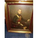 A large gilt framed print on board of HRH Prince Philip, 27'' x 32''.