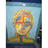 A large unframed Oil on canvas of an abstract portrait, unsigned, 30 1/4'' x 39 1/4''.