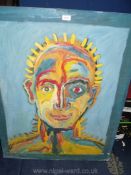 A large unframed Oil on canvas of an abstract portrait, unsigned, 30 1/4'' x 39 1/4''.