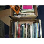 Two boxes of books on country houses, cathedrals etc.