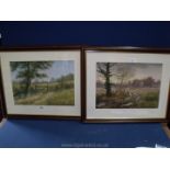 Two Watercolour country scenes, signed K. Curtis.