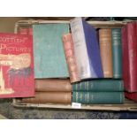 Crate of books to include The Great War Vol. 12, Scottish Pictures, Tennyson etc.