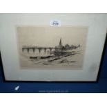 A framed and mounted Etching of Perth Bridge by D.Y.