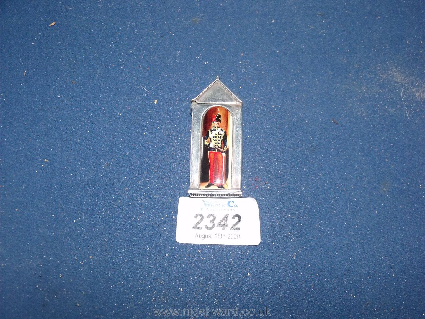 A Victorian sterling silver and enamel Sentry box vesta case.