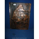 An embossed Japanese copper plaque of Samurai warrior, early 20th c.