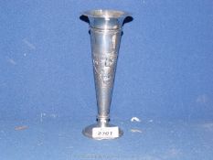 A silver posy Vase hallmarked for London 1906, makers mark W.