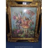 A large plaque in gilded frame of two fairies, ref. Vienna 01470, 21 1/2'' x 17 1/2''.