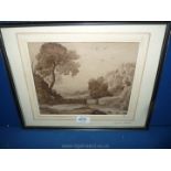 A framed and mounted Watercolour of a valley scene by Grecion William.