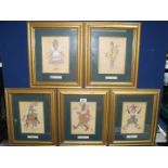 Five Bolshoi Nutcracker designs framed limited edition Prints, no. 1333/5000.