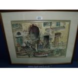 Roland Spencer Ford: watercolour 'Harbour Scene' RioMaggiore, image size 16'' x 12'', framed.