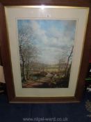 A very large oak framed Victor Elford print 'April Sunshine', 33 1/4'' x 43 1/4''.