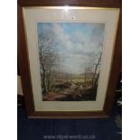 A very large oak framed Victor Elford print 'April Sunshine', 33 1/4'' x 43 1/4''.