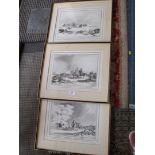 Three framed and mounted etchings including 'Bonaparte's Flight in Disguise from his ruined Grand