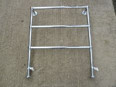 Chromed towel rail, 32'' wide x 37'' high x 7'' deep.