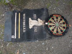 Pub dart board and rubber mat