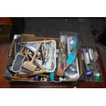 Box of kitchen cutlery and utensils etc.