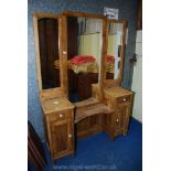 Pine dressing table with triptych mirror.