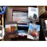 Box of various DVD's with railway theme.