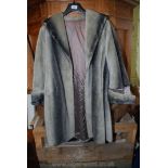 Simulated grey 3/4 length coat.