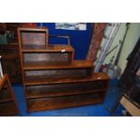 Five shelf wooden bookcase, 51" long x 48" high x 8" deep.