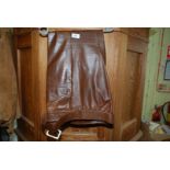 Pair of brown leather trousers, 30" waist, 26" leg.