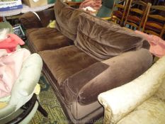 Brown dralon upholstered 3-4 seater settee.
