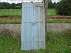 Pair of painted wood cupboard doors, 32 1/2'' wide x 68'' high.