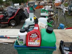 Tray of garden sprays bird feeder, insecticides etc.