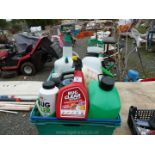 Tray of garden sprays bird feeder, insecticides etc.