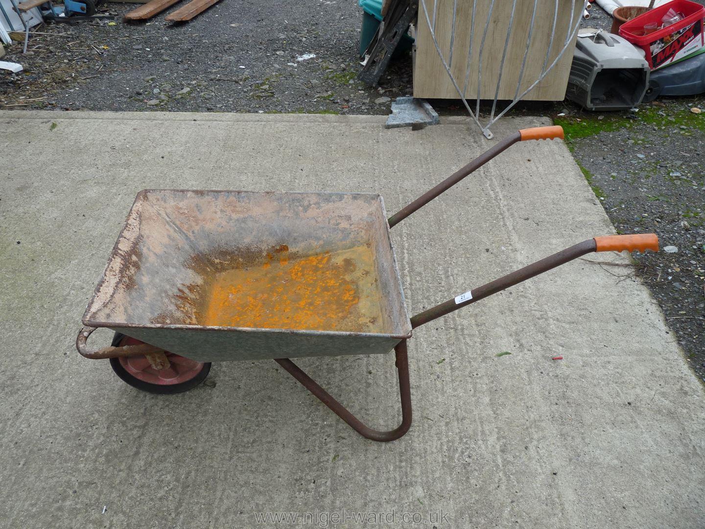 Galvanised garden wheelbarrow