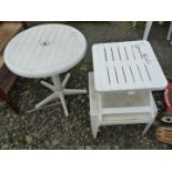 Three pieces of plastic garden furniture