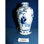 A Chinese blue and white baluster shaped Vase, 5 3/8'' high,