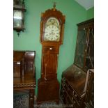 A Mahogany cased light and dark wood strung 8 day Longcase CLock having door flanked by mirrored