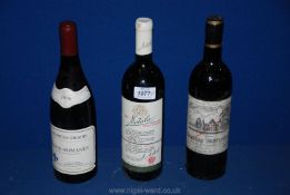 Three bottles of red wine including Chateau Cantemerte 1979,