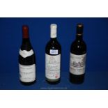 Three bottles of red wine including Chateau Cantemerte 1979,