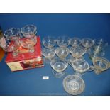 A quantity of glass including sundae dishes and a boxed set of dessert/starter dishes etc.