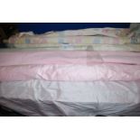 A quantity of good quality fabric including two ends of rolls of cream and stripe dupion,