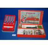 A tin-plate toy Adding machine and a 1950's 'The Favourite' race Game.