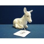 A Coalport Donkey in resting position, 3 1/2'' tall to top of ear, 4'' long.