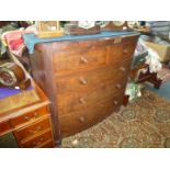 A circa bow fronted Mahogany Chest of three long and two short Drawers having mother of pearl