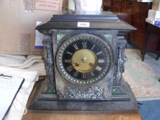 A most substantial and impressive black stone cased Bracket Clock having black chapter ring with