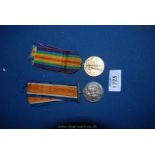 A pair of WWI Medals including Victory and British War medal belonging to Private Leonard Rowden